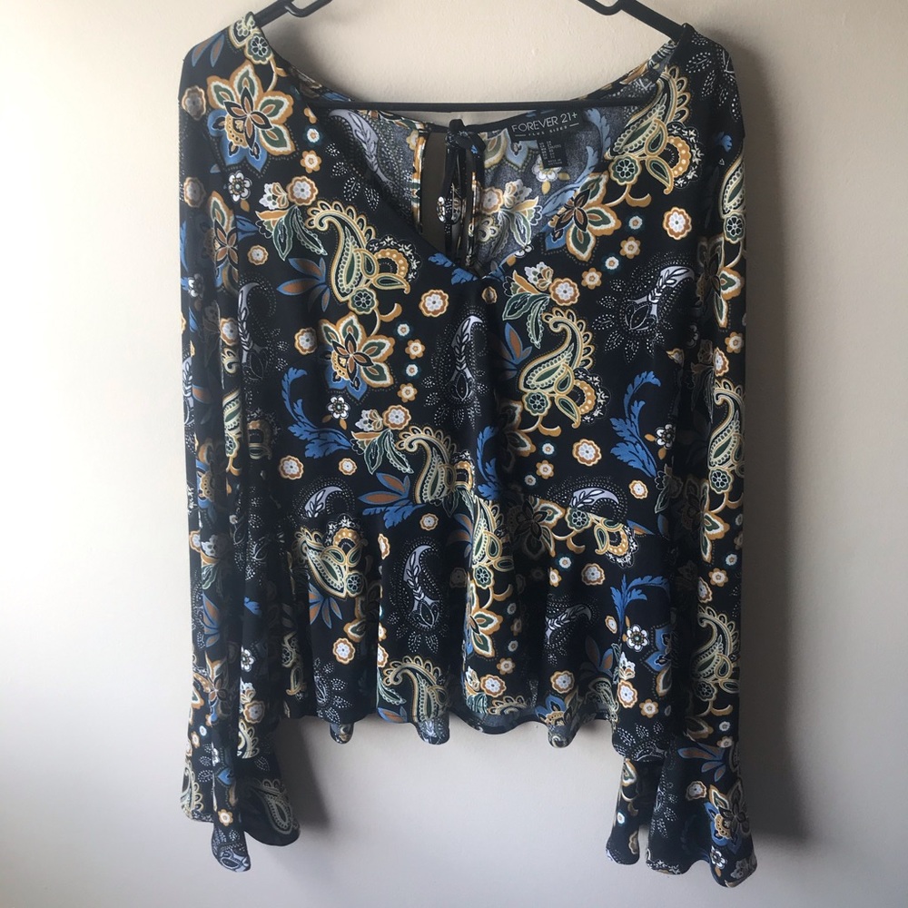 Forever 21+ Paisley Bell sleeve top